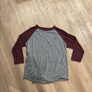 Gray and Maroon Raglan Sleeve Shirt